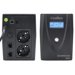 COOLBOX SAI Guardian 3 COO-SAIGD3-800 800VA/480W UPS con Pantalla LCD, 2 Tomas Schuko, 2 RJ-45, Negro