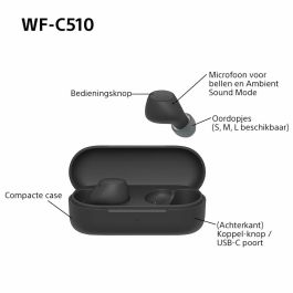 Sony WF-C510B.CE7 Auriculares Bluetooth con Estuche de Carga Autonomía 5h Negros