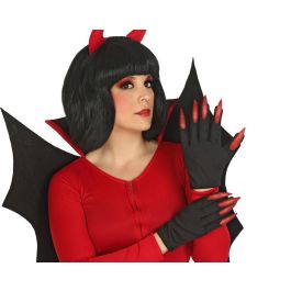 Guantes Negros Con Garras Rojas Largas Para Disfraces de Diabla o Demonio - Ideal para Halloween y Cosplay