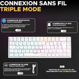 The G-Lab THE3760162051988 Teclado Inalámbrico para Juegos KEYZ TITAN Mecánico Interruptor Rojo Azerty Triple Modo RGB Blanco