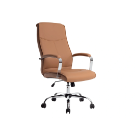 Q-connect Silla de Dirección Premium en Similpiel Color Crema, Base Metálica, Ruedas Suaves, Altura Ajustable - Máximo Confort y Elegancia para tu Oficina Moderna.