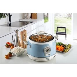 Ariete 2904/05 Olla Arrocera Multifunción 10 Tazas, Cocción Lenta, Mantener Caliente 24h, Vapor, Risotto, Tapa Vidrio, Azul Vintage