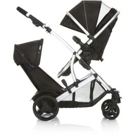 HAUCK Duett 2 Cochecito Doble Negro, con Asiento Reversible y 2º Asiento Desmontable, para Hermano y Bebé Desde el Nacimiento
