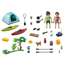 Playmobil Familia y Tienda 71425 - Con 3 figuras, 3 bicicletas y accesorios para Camping World