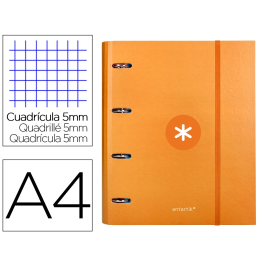 Antartik Carpeta con recambio A4 cuadro 5mm forrada 4 anillas 40mm redondas con solapa color mostaza Precio: 10.58999986. SKU: B1EBTEGPEM