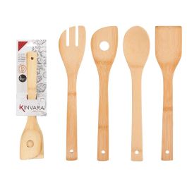 Set 4 utensilios cocina bambú Kinvara - 8x34.5x3.2 cm, marrón (12 Unidades) Precio: 29.49999965. SKU: B1B62XQBQ3