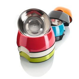 Hunter Comedero para Perros y Gatos de Melamina y Acero Inoxidable Extraíble 700 mL Negro con Base Antideslizante y Resistente