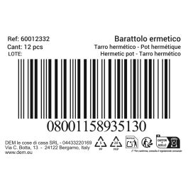 Inde Tarro Hermético Beclassic 1,10 L, 10,8 x 18 cm (12 Unidades) Inde Tarro Hermético Beclassic 1,10 L, 10,8 x 18 cm (12 Unidades)