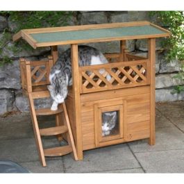 Casa para gatos - KERBL - Lodge - Madera - Marrón / Verde - 77 x 50 x 73 cm Casa para gatos - KERBL - Lodge - Madera - Marrón / Verde - 77 x 50 x 73 cm