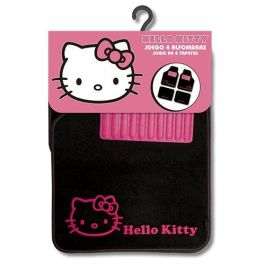 Hello Kitty Juego 4 Alfombras Coche Moqueta Negras Universales Antideslizantes KIT3013