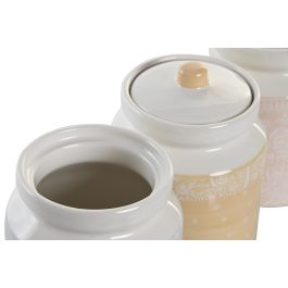 DKD Home Decor Bote Shabby de Dolomite 1L, Colores Surtidos (Rosa, Azul, Amarillo), 12x12x16 cm, Set 3 Unidades, Apto Microondas y Lavavajillas