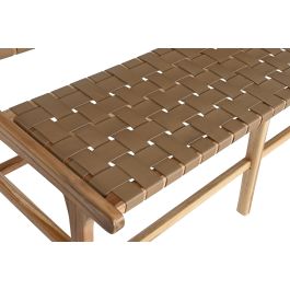 DKD Home Decor Banco Beige Natural Piel Teca 140x59x89 cm