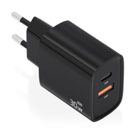 Aisens A110-0953 Cargador de Pared GaN 30W con 1xUSB Tipo-C PD3.0 QC4.0 y 1xUSB-A QC3.0 Negro