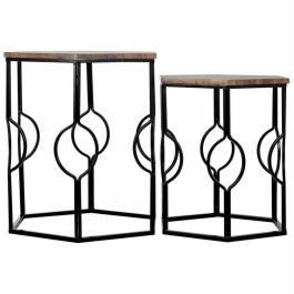 Juego de 2 mesas Alexandra House Living Marrón Negro Hierro Madera MDF 39 x 57 x 39 cm