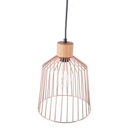 Lámpara Colgante Turkistan SKD-P80048 de Metal y Madera, Estilo Nórdico, Diseño Único para Bombilla LED E27, Cable Ajustable