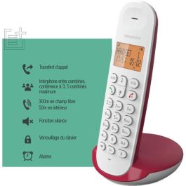 Logicom LOG3483071500155 Teléfono Inalámbrico Fijo DECT ILOA 150 SOLO Frambuesa Sin Contestador Automático