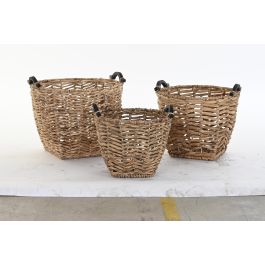 Cesta Colonial DKD Home Decor Natural 46 x 40 x 46 cm Set de 3