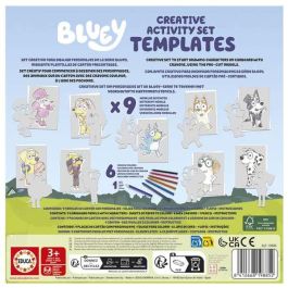 Educa Set Creativo Plantillas Bluey con 9 Modelos Diferentes para Dibujar y Colorear con Ceras