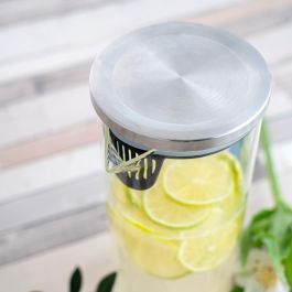 Quid Jarra Marea de Vidrio con Tapa Inox 1,4 L, Dosificador Antigoteo, Hermética, Libre de BPA