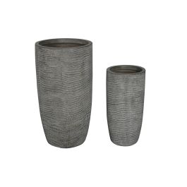 DKD Home Decor Macetero Gris Magnesia y Fibra de Vidrio 33 x 62 x 33 cm Set de 2 Piezas Precio: 74.50000008. SKU: B1J28D8SRH