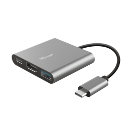 Trust Dalyx Adaptador USB-C 3 en 1 con HDMI, USB-A y USB-C PD, Compatible con Portátiles, MacBooks y Tabletas - 23772