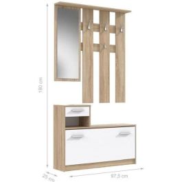 Carga de entrada de pili con decoración del espejo escandinavo Chene et blanc - l 97 cm