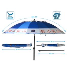 Atosa Sombrilla de Playa de Aluminio Orientable UPF 50+ Azul 220 cm