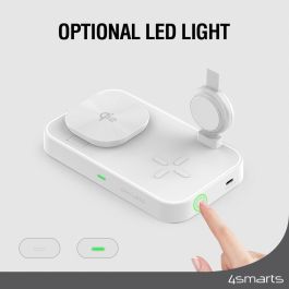 4smarts Ladestation Trident Qi2 con MFi Fast Charger para iPhone, AirPods y Apple Watch - Blanca