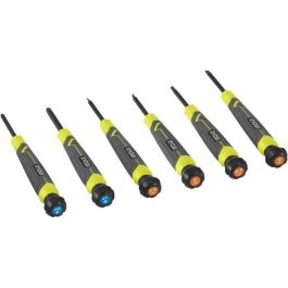 Ryobi RYO4892210225160 Juego de 6 Piezas Destornilladores de Precisión SL1, SL2, SL3, PH1, PH0, SL2