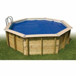 Ubbink Cubierta de burbujas para piscina de madera 7504264 Rectangular 350x650 Azul 400 micras