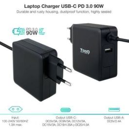 Cargador de Portátil TooQ TQLC-USBC90PD USB Tipo-C/ 90W/ Automático/ Voltaje 5-20V Cargador de Portátil TooQ TQLC-USBC90PD USB Tipo-C/ 90W/ Automático/ Voltaje 5-20V