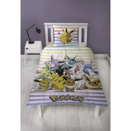 Pokemon Juego de Cama Reversible Pikachu y Eevee Microfibra Funda Nórdica 140x200 cm + Funda Almohada 63x63 cm