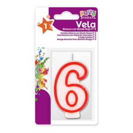 Best Products Vela n°6 Rojo / Blanco para Repostería Cera