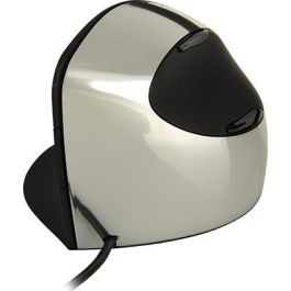 Evoluent VerticalMouse Ergonómico Black-silver, Elimina Torsión Brazo, 5 Botones, LED, Software Avanzado, Ajuste Velocidad