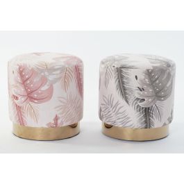 DKD Home Decor Reposapiés Puff Tropical con Hojas Coral y Gris, Poliester y Madera, 35x35x35 cm, Set de 2 Unidades Precio: 48.39516. SKU: B1EASA8JWS
