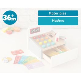 Juguete Caja Registradora de Madera para Niños +3 Años, Juego de Supermercado Educativo, Simulación de Compras y Conteo de Dinero