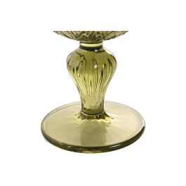 DKD Home Decor Copas de Cristal Tropical Verdes con Hojas 250ml Set de 6 (8 x 15.5 x 8 cm)