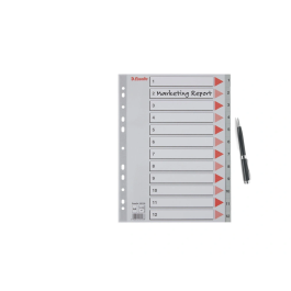 Esselte Separador Numerico 1-12 Cartulina Folio Juego de 12 Separadores Multitaladro