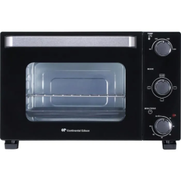Continental Edison CEMF22B - Mini Horno Eléctrico 22L Negro 1300W Asador Circulación Natural