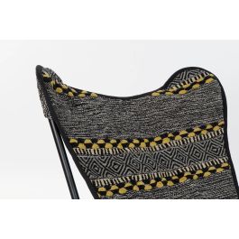 DKD Home Decor Sillón Indio Negro Blanco 65 x 90 x 74 cm Algodón Hierro