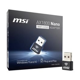 MSI Nano Adaptador Wifi6 USB GUAX18N - WiFi 6 (802.11ax), 2.4GHz/5GHz, USB 2.0, Compatible con Windows 10/11 Precio: 43.90000032. SKU: B176RYCBJF
