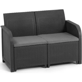 Keter Sanremo - Sofá de Jardín, Resina Trenzada con Aspecto de Ratán, 2 Plazas, Gris Grafito, 113x63x74 cm Precio: 133.79000008. SKU: B19WSZTNF3