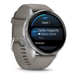 Garmin Venu 4 Reloj Inteligente 45mm AMOLED Pantalla Táctil GPS Negro/Plata/Gris Silicona Banda Monitor Frecuencia Cardíaca
