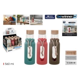 Bewinner Botella de Agua de Vidrio y Silicona 560ml 7x7x22.5 cm Precio: 117.612. SKU: B1KMSLRHD2