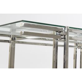DKD Home Decor Mesa Centro Chic Plateada, Acero Inoxidable y Cristal, 120x60x45 cm