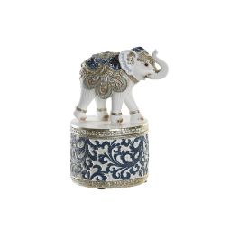 DKD Home Decor Figura Elefante Resina Azul Blanco 9 x 16 x 9 cm (2 Unidades)