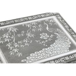 DKD Home Decor Joyero Indio Pavo Real Verde Plateado Madera y Aluminio 17.5 x 7.6 x 22.5 cm