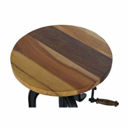 DKD Home Decor Mesita Auxiliar Vintage de Madera y Metal, Natural y Negro, 45 cm Ancho x 42 cm Alto x 45 cm Fondo, Ajustable hasta 62 cm