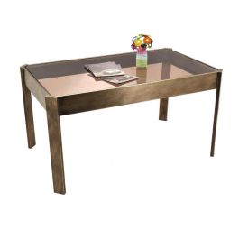 DKD Home Decor Mesa de Centro Moderna Dorada 62 x 53 x 102 cm de Metal y Cristal Desmontable