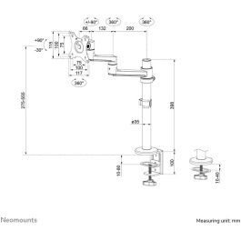 Neomounts Soporte de Escritorio para Monitor/Pantalla, Opciones de Fijación: Abrazadera y Ojal